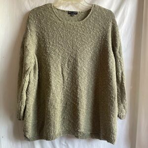 Carolyn Taylor Women’s 2X Ramie Cotton Textured Knit Sweater Sage Green